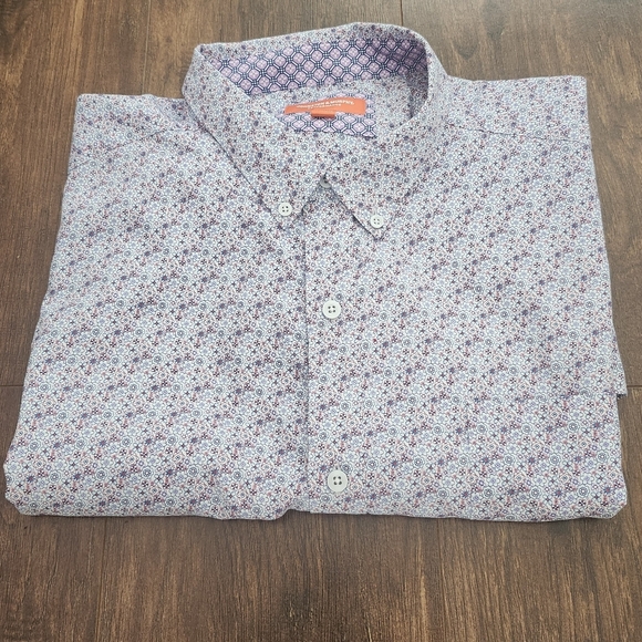 Johnston & Murphy Performance Purple Patterned Casual Shirt Size Xxxl - Picture 2 of 5